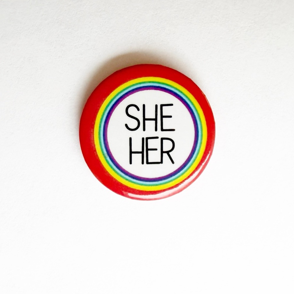 Rainbow She/Her Pin